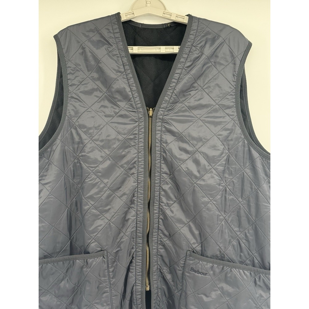 Barbour Vest Men's Sz XL Navy Polarquilt Waistcoat Zip In Liner Quilted Gilet - Picture 2 of 9